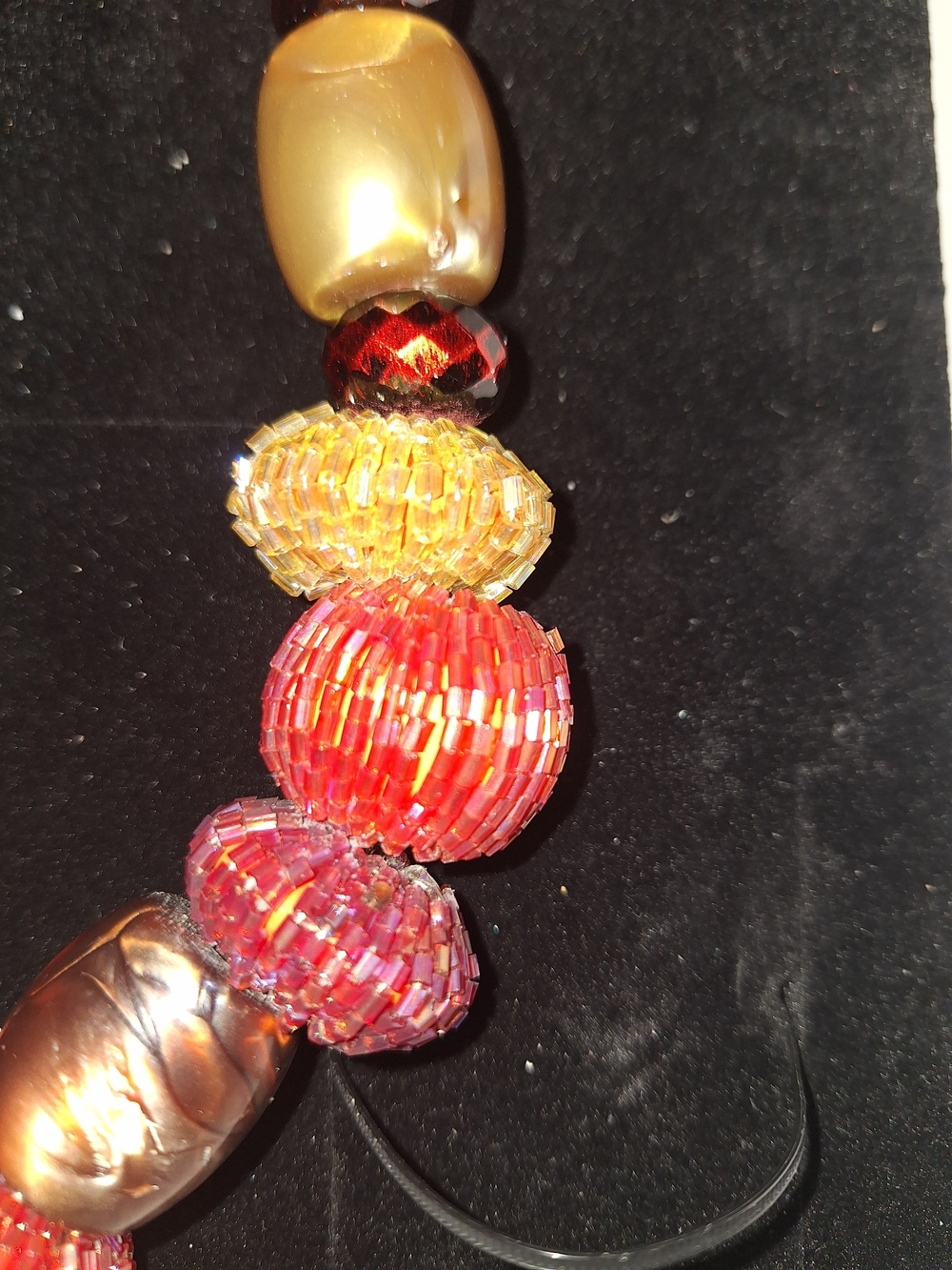 Beaded Multi-Color Statement Necklace & Earrings Set By Sassy Jones - Picture 6 of 7